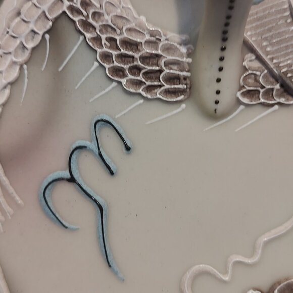 Moriage Embossed Blue Eyed Dragon Handled Nappy Plate RS Japan Porcelain Vintage - Picture 11 of 15